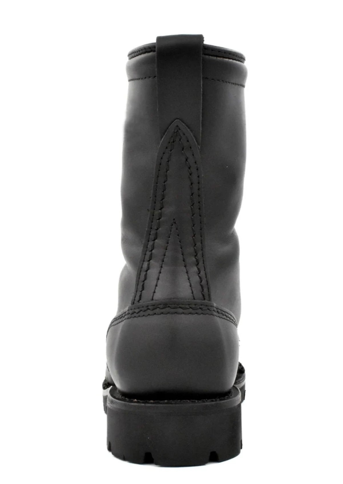 Exclusive Combat Black Leather Boots10-Eyelet Brogue Cap Toe Combat Boots - Lug Sole Military Style