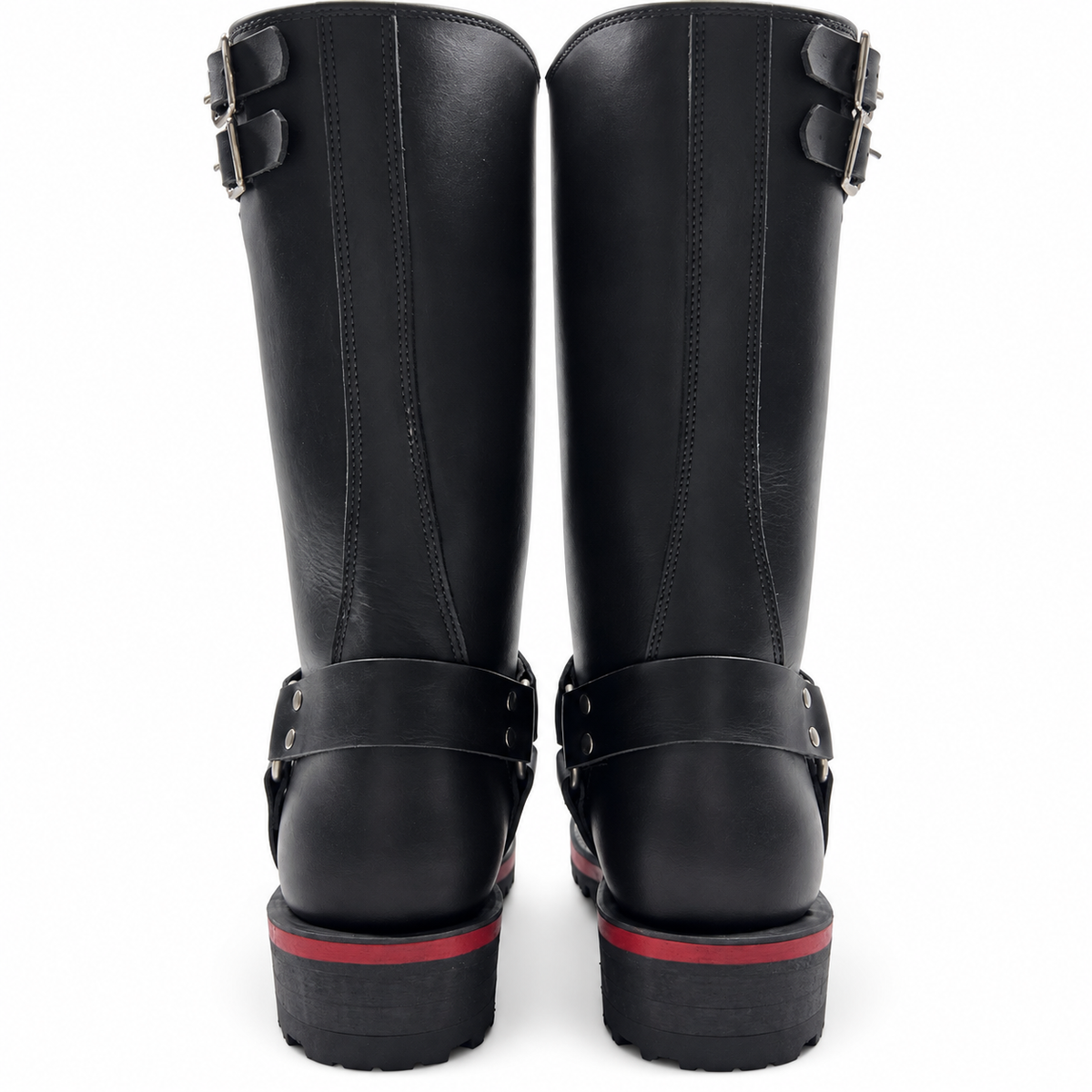 The Bold Harness Leather Boots- Red Midsole Chain Welt