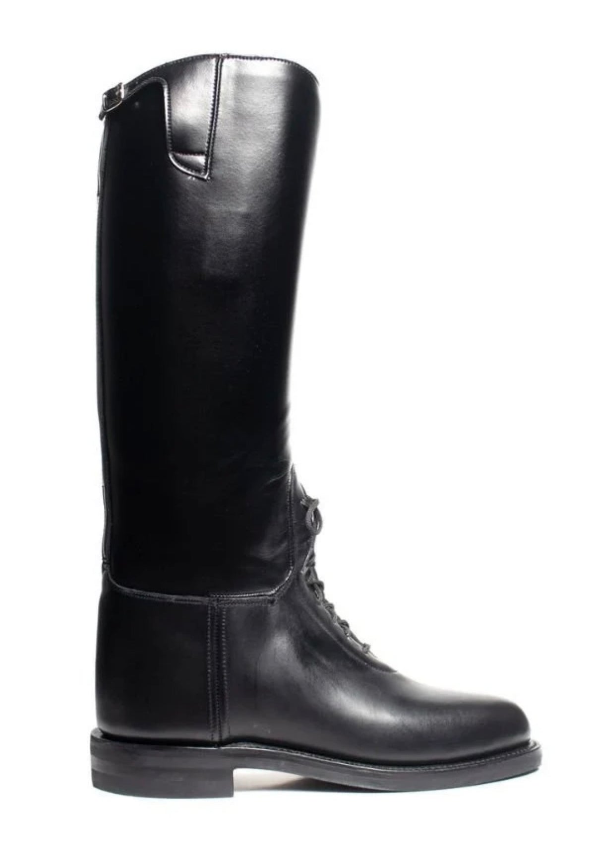 The Patrol Commander Leather Boots Lace-Up Cavalry Riding Boots - Gaiter Shaft Buckle Cuff