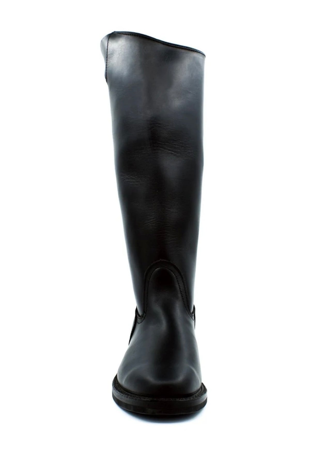 The Elite patrol Polished Leather Boots Knee-High Polo Riding Boots - Pointed Cuff Silver Buckle