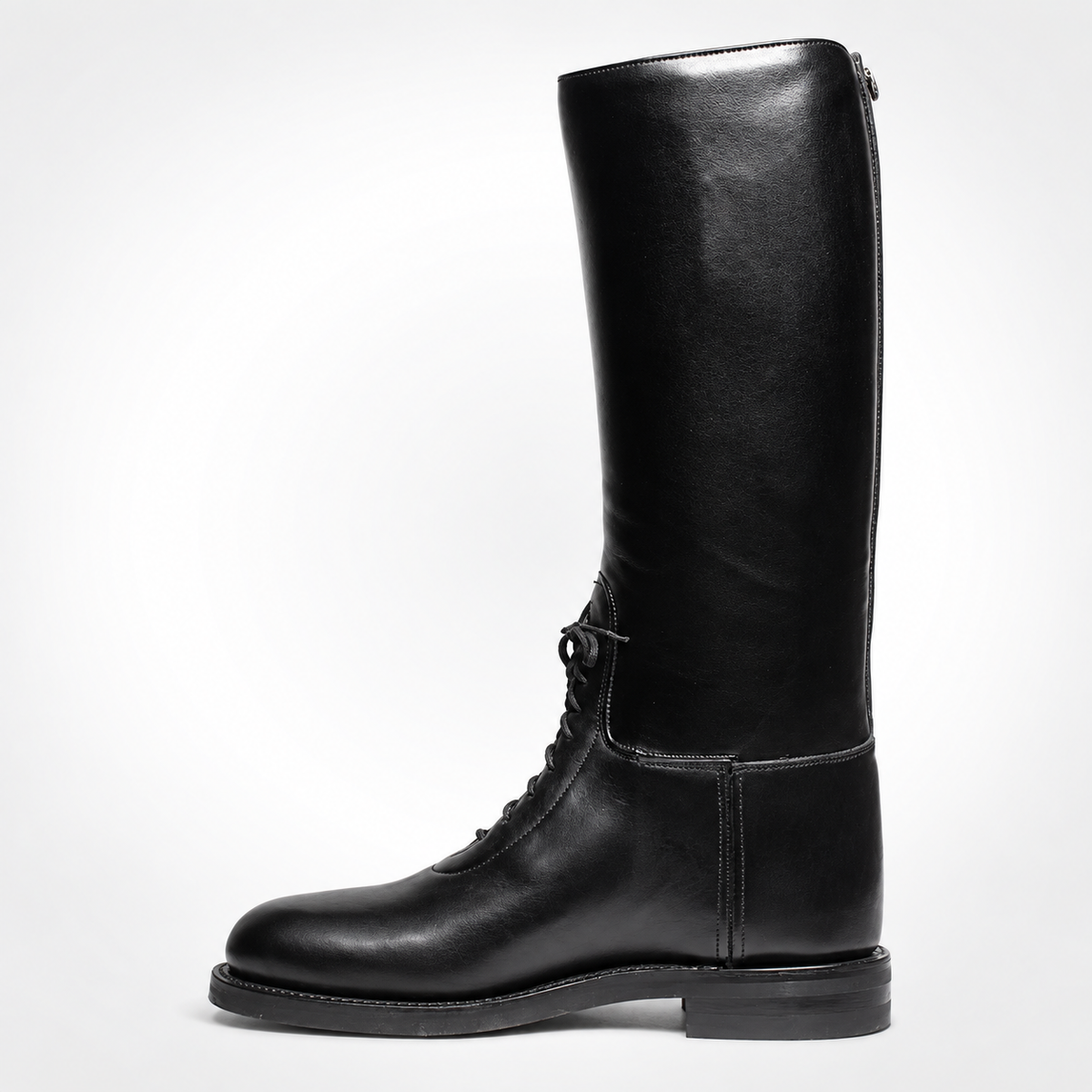 The Patrol Commander Leather Boots Lace-Up Cavalry Riding Boots - Gaiter Shaft Buckle Cuff