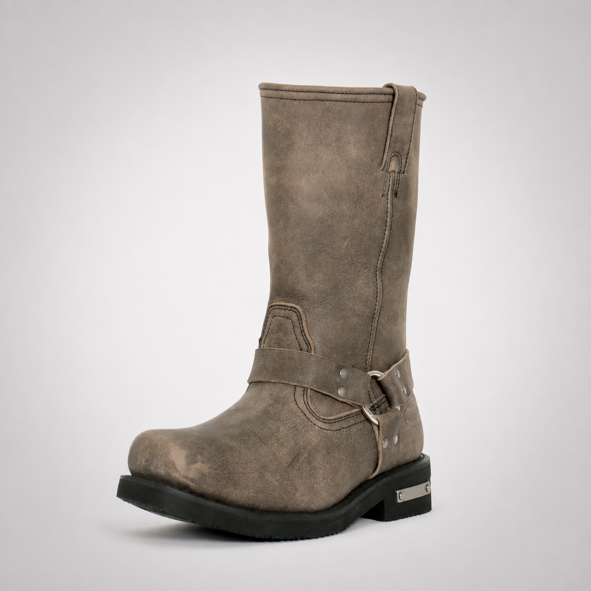 Mens Sand Brown Harness Boots - Rough-Out Nubuck Tall Shaft