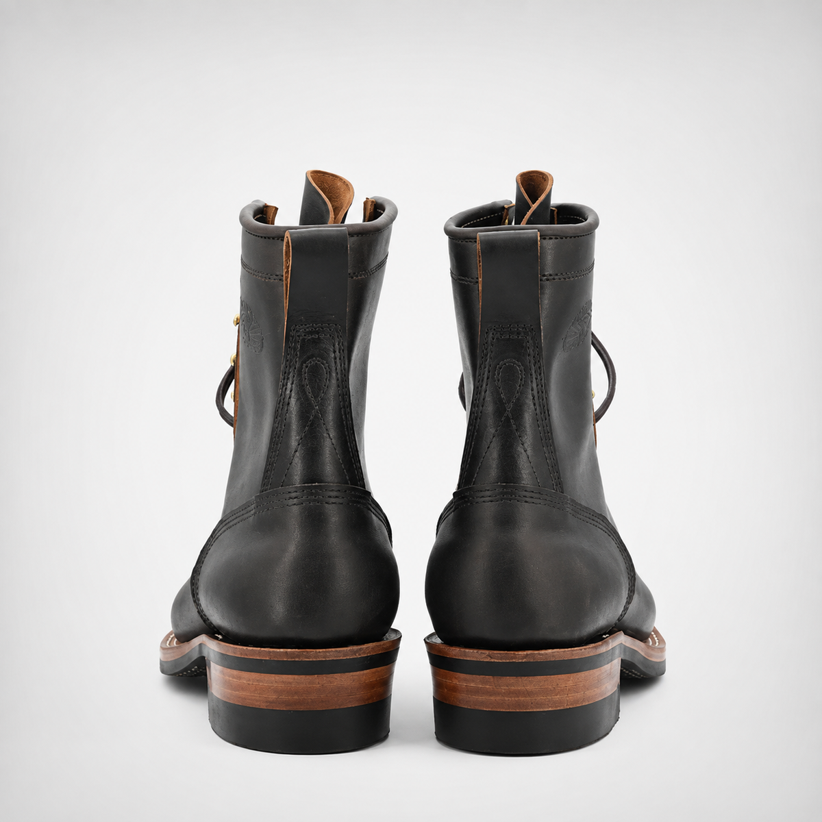 Mens Espresso Oiled Leather Kiltie Packer Logger Boots - Cuban Heel Goodyear Welt