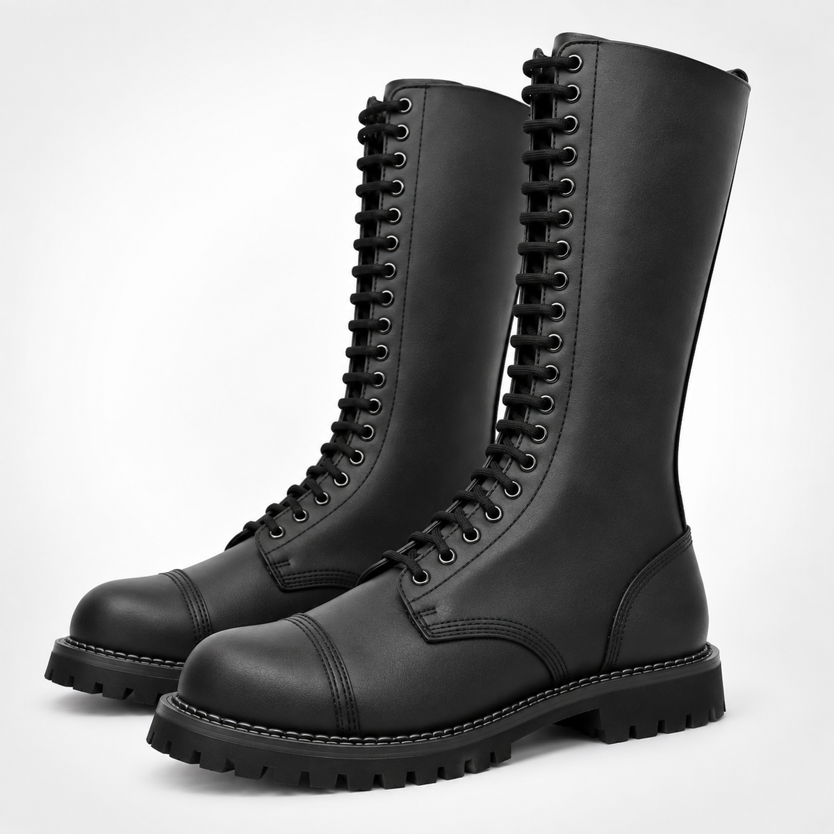 The 20 Hole Dominator Boots  Knee-High Ranger Boots - Cap Toe Goodyear Welt Lug Sole