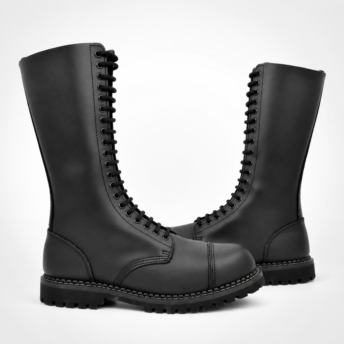 The 20 Hole Dominator Boots  Knee-High Ranger Boots - Cap Toe Goodyear Welt Lug Sole