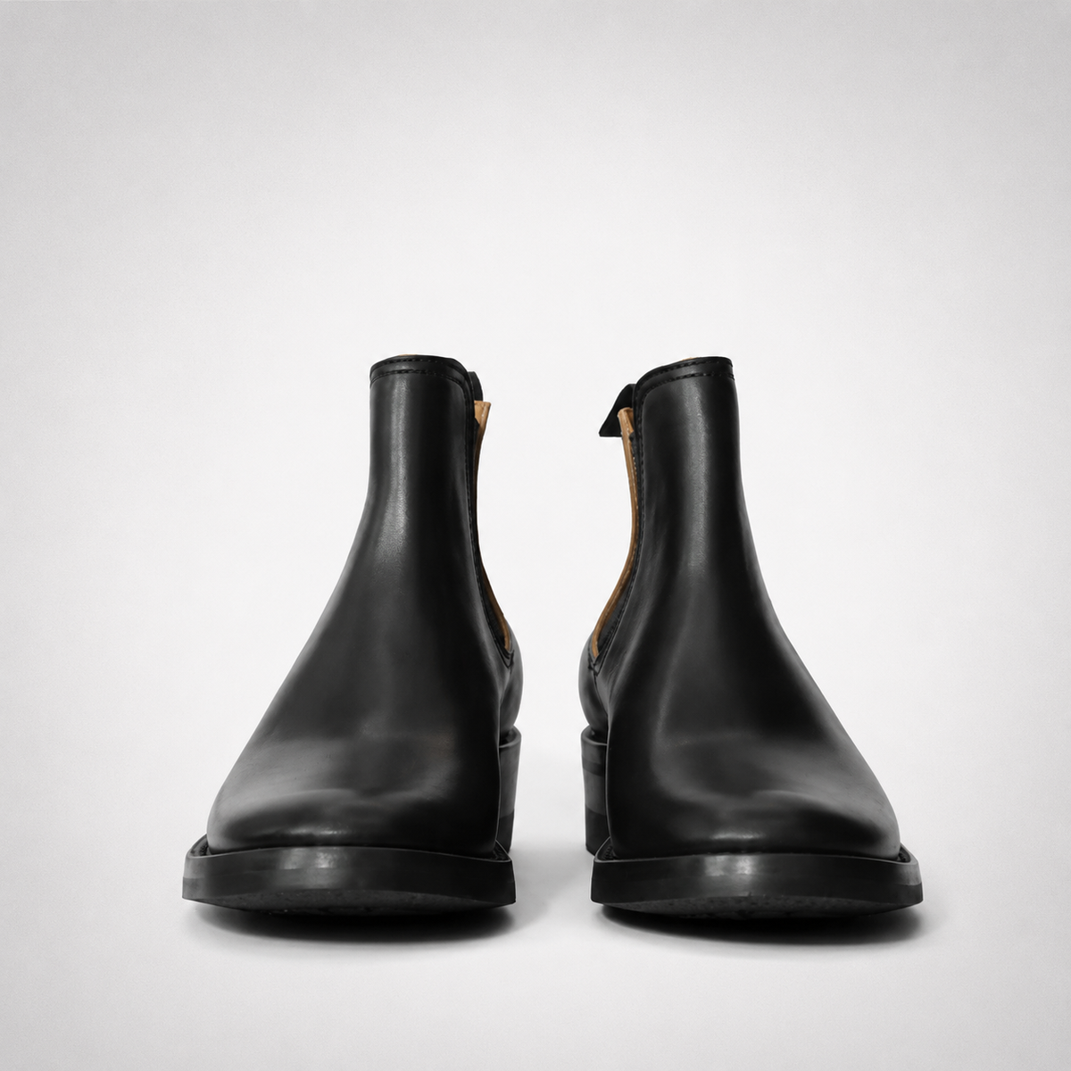 Mens Black Western Chelsea Boots - Pointed Toe Cuban Heel Tonal