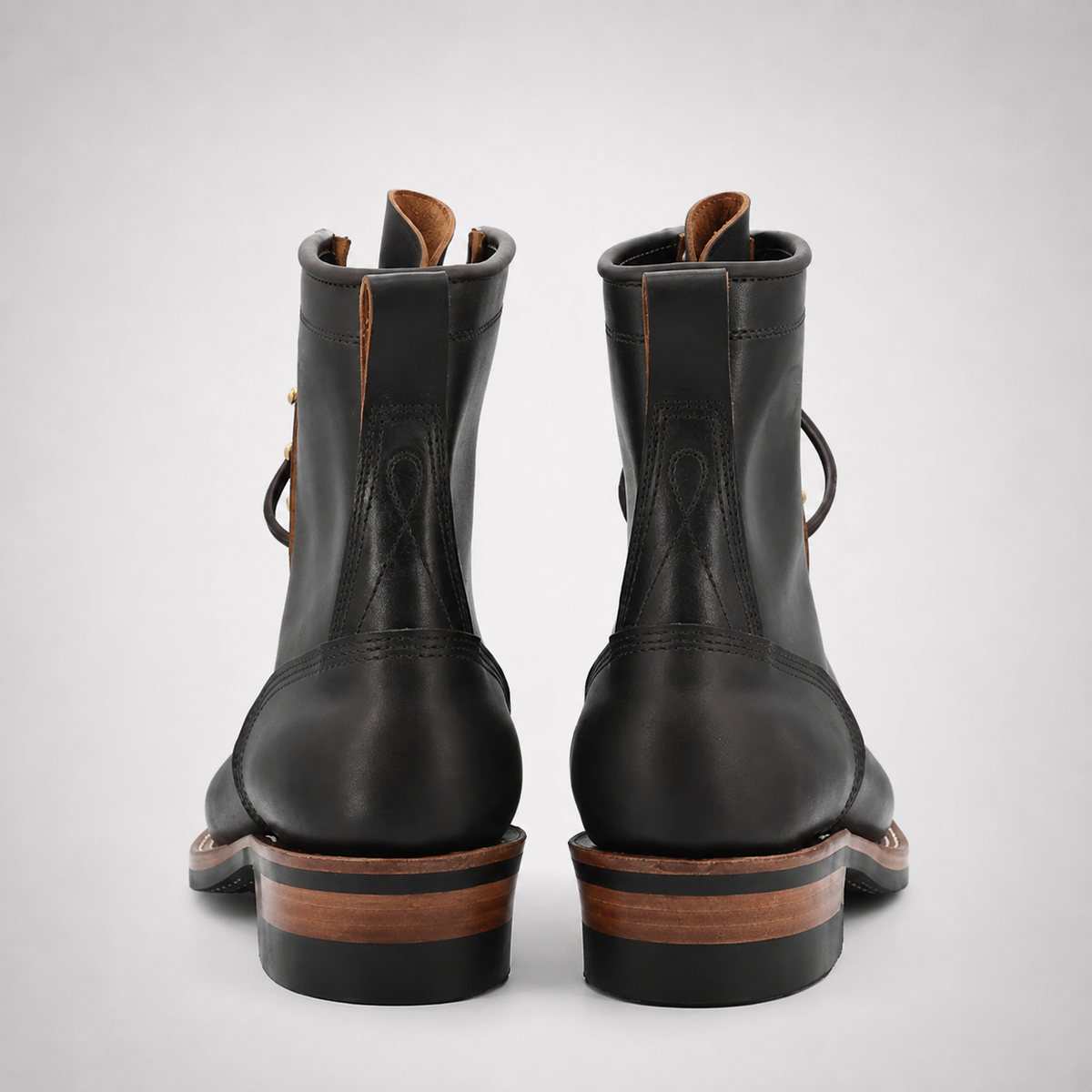Mens Dark Brown Packer Boots - Waxed Leather Cuban Heel Kiltie