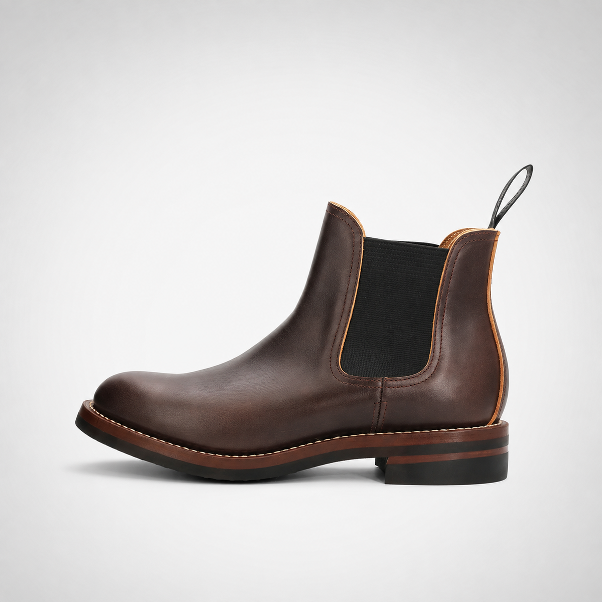 Mens Dark Brown Chelsea Boots - Elastic Gusset White Welt Sole