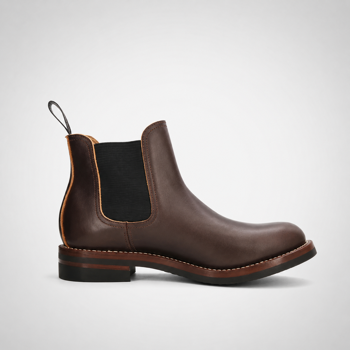 Mens Dark Brown Chelsea Boots - Elastic Gusset White Welt Sole