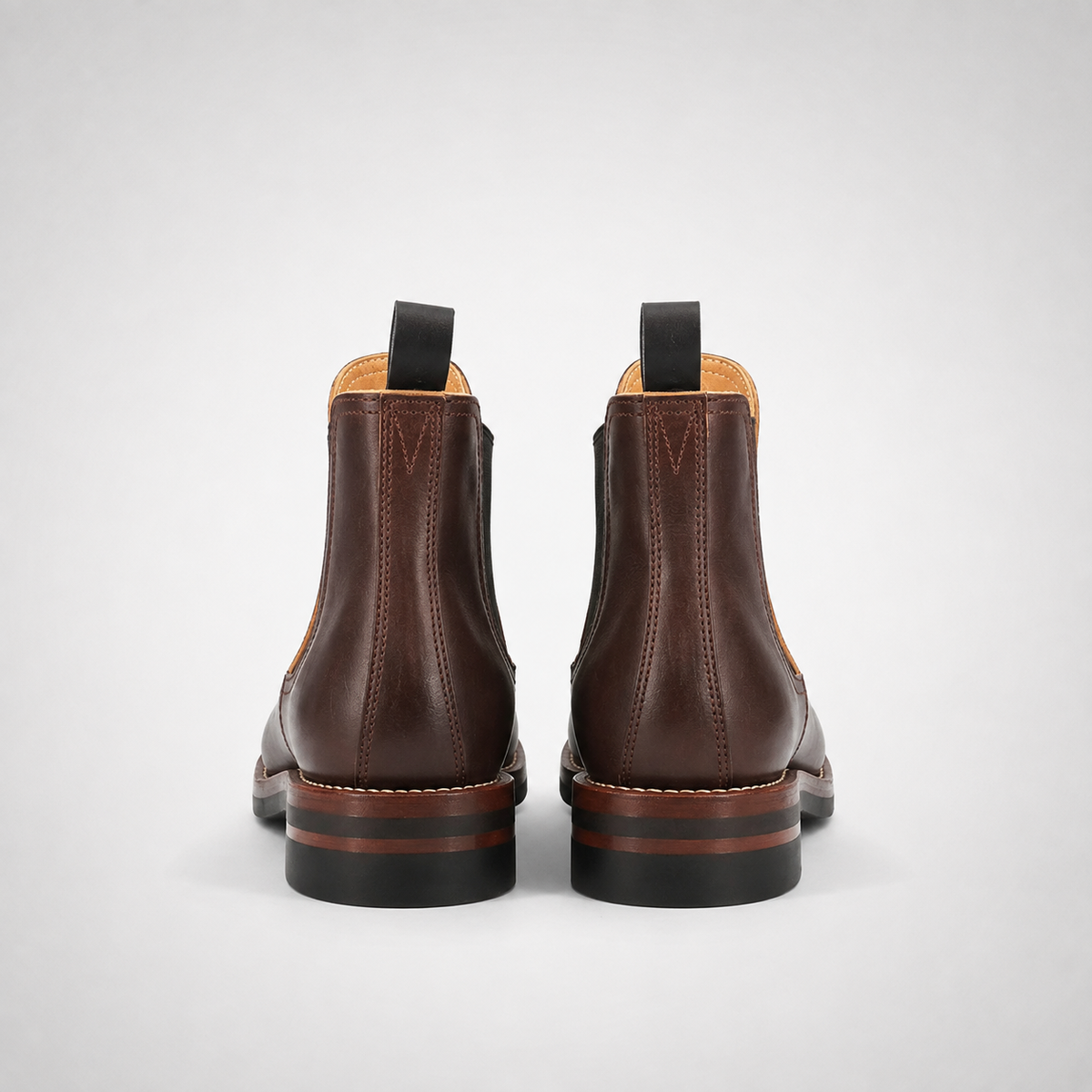 Mens Dark Brown Chelsea Boots - Elastic Gusset White Welt Sole