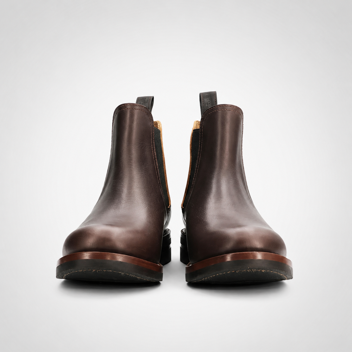 Mens Dark Brown Chelsea Boots - Elastic Gusset White Welt Sole
