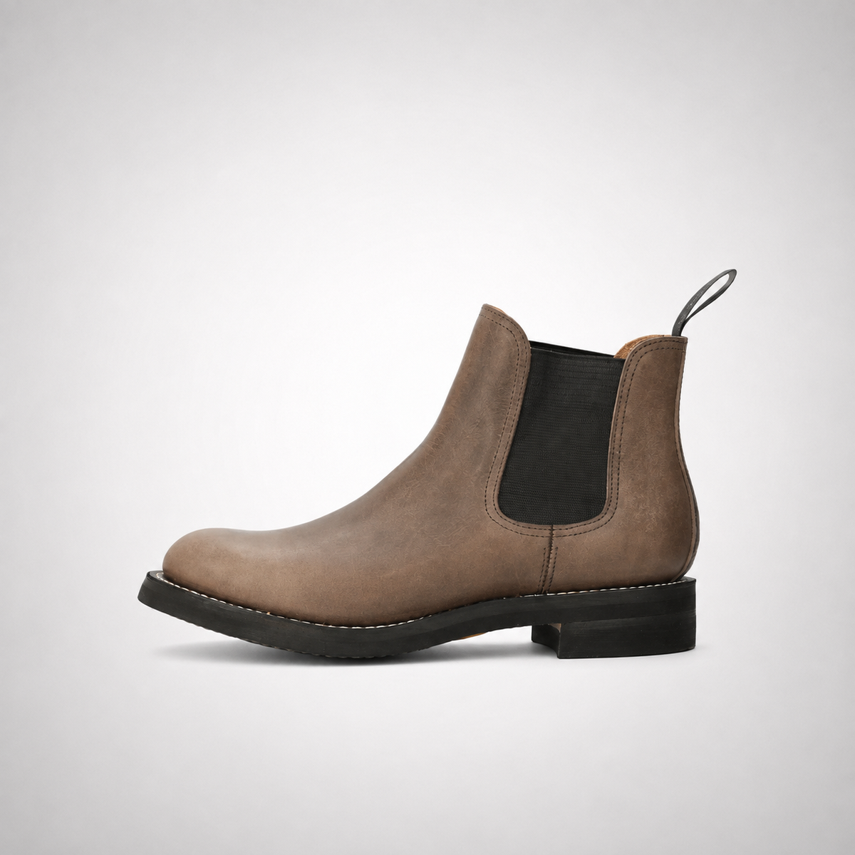 Mens Tan Brown Waxed Nubuck Chelsea Boots - Slip-On Elastic Gusset Everyday Style