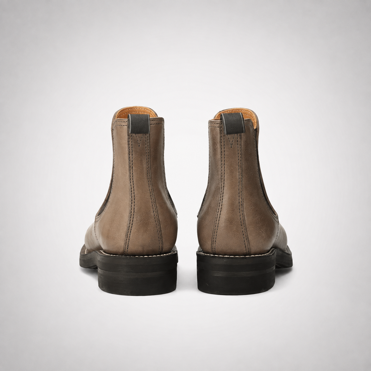 Mens Tan Brown Waxed Nubuck Chelsea Boots - Slip-On Elastic Gusset Everyday Style