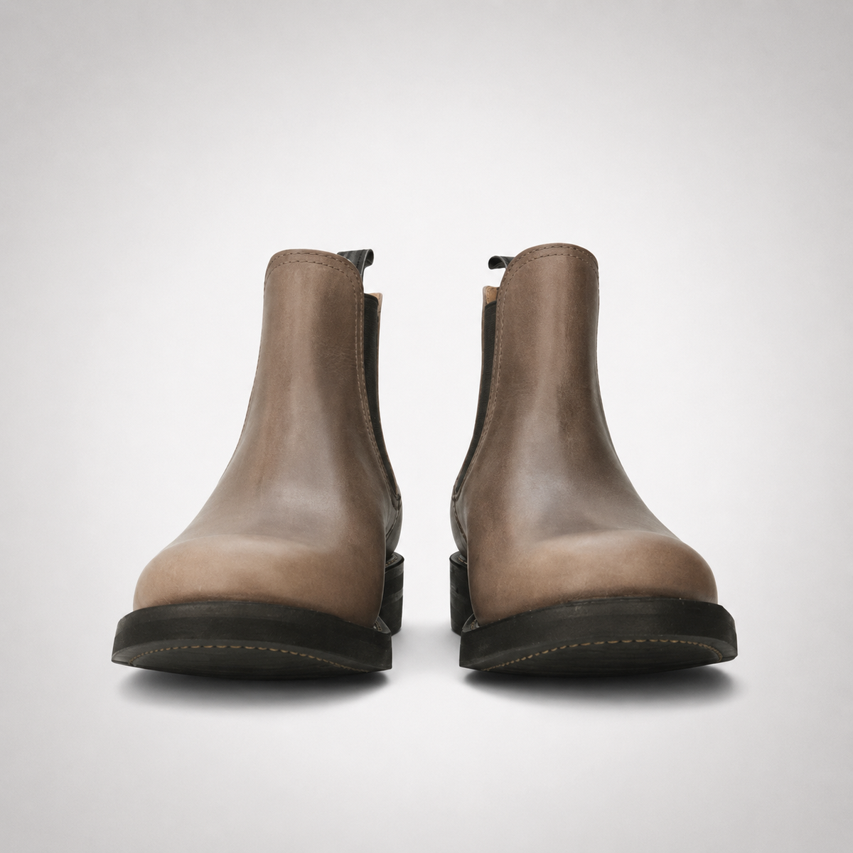 Mens Tan Brown Waxed Nubuck Chelsea Boots - Slip-On Elastic Gusset Everyday Style