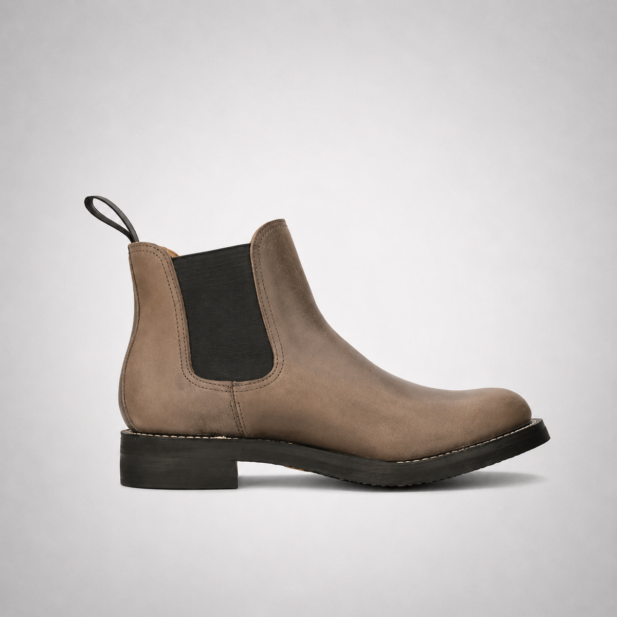 Mens Tan Brown Waxed Nubuck Chelsea Boots - Slip-On Elastic Gusset Everyday Style
